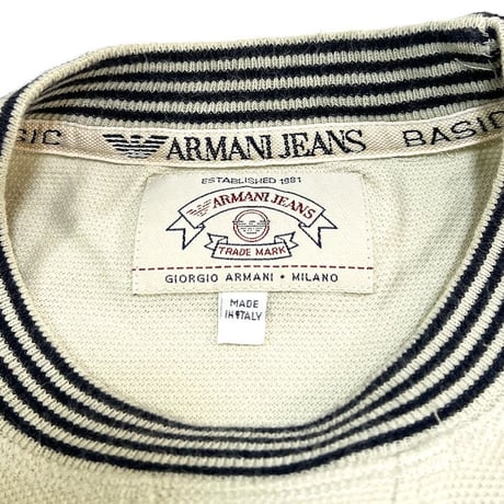 【USED】90'S ARMANI JEANS MOSS STITCH SWEATSHIRT