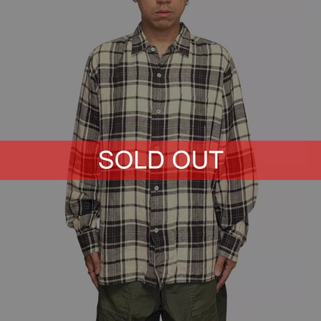【USED】90's agnès b. homme Black & Ivory Plaid Linen Shirt