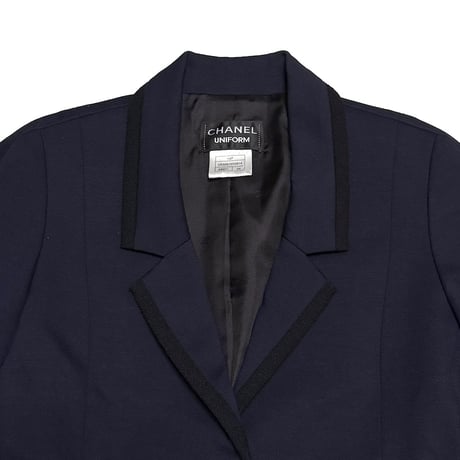 【USED】CHANEL UNIFORM 2014PRE Navy Tailored Jacket Made in France