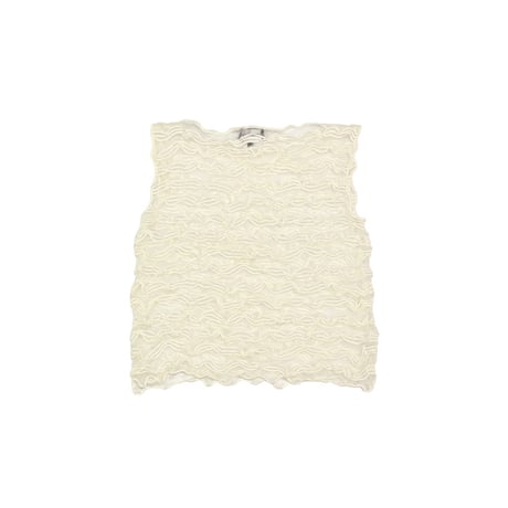 【USED】00's EMPORIO ARMANI 3D Wave Embroidered Sheer Top