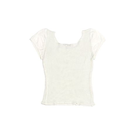 【USED】90's EMPORIO ARMANI Knit Top with Contrast Cotton Cap Sleeves