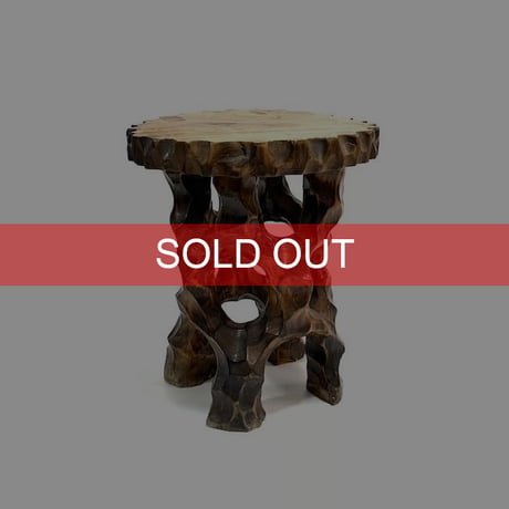 【USED】60'S-70'S HAND CARVED WOOD STOOL