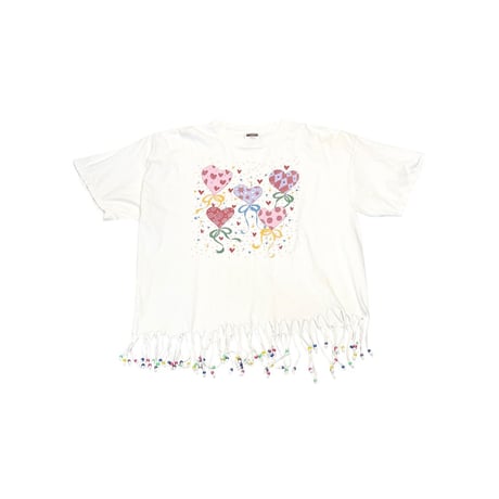 【USED】00's Heart Balloon Fringe T-shirt