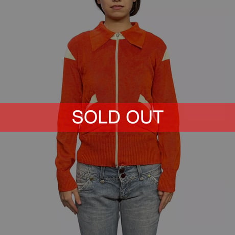 【USED】70's Euro Vintage Knit Track Jacket Orange