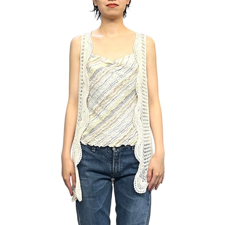 【USED】90s Miss DAISY U.S.A. CROCHET KNIT VEST