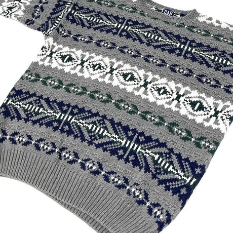 【USED】90'S OLD GAP NATIVE PATTERN COTTON KNIT SWEATER