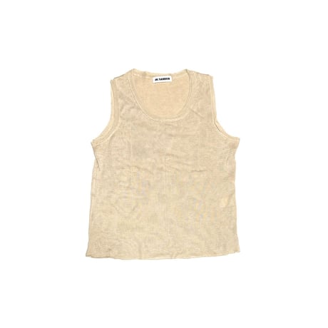 【USED】00's JIL SANDER Sheer Viscose Knit Tank Top Beige