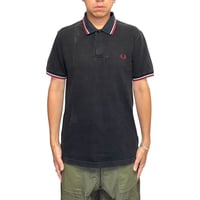 【USED】00's FRED PERRY Classic Twin Tipped Fade Black Polo Made in England