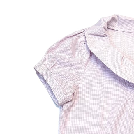 【USED】00's miss ORO GRID CHECK S/S BLOUSE