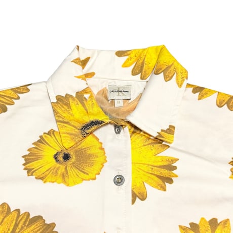 【USED】00's CK Calvin Klein Jeans Sunflower Button-Up Shirt Made in Italy