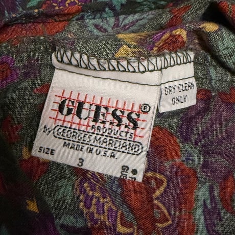 【USED】90's GUESS by Georges Marciano Floral Rayon Shirt Made in USA