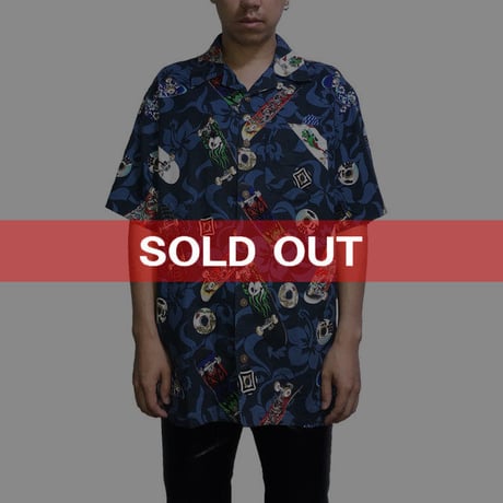 【USED】90'S SKATEBOARD PATTERN ALOHA SHIRT