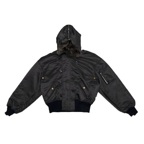 【USED】90's Jean Paul Gaultier Jeans Hooded Bomber Jacket with Removable Fur Trim