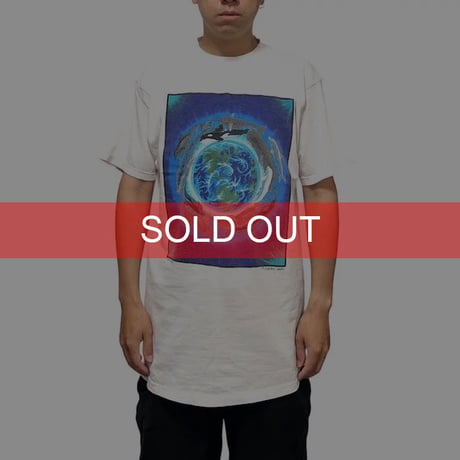 【USED】90'S MARKUS WILLIS DOLPHIN & WHALE NATURE ART T-SHIRT