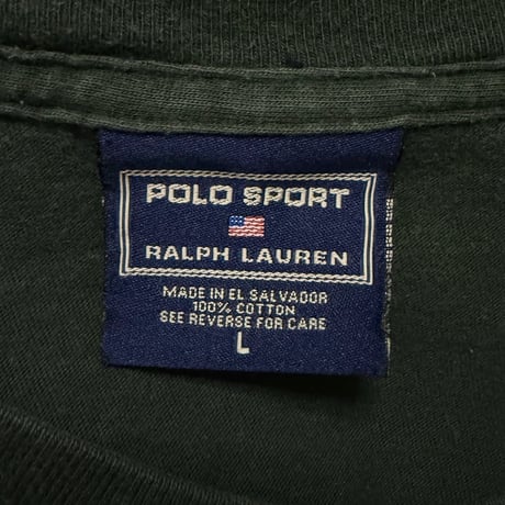 【USED】90's Polo Sport Ralph Lauren Script Logo Long Sleeve T-Shirt Forest Green