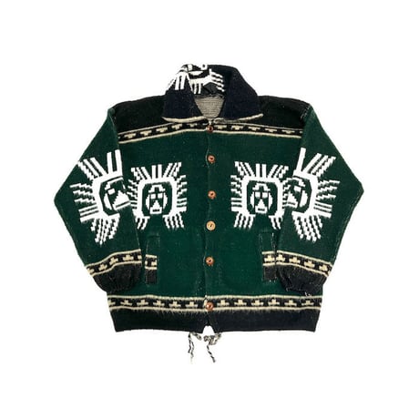 【USED】90'S ECUADOR WOOD BUTTON KNIT CARDIGAN