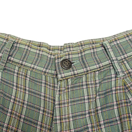 【USED】80's OLD STUSSY CHECK SHORTS GREEN