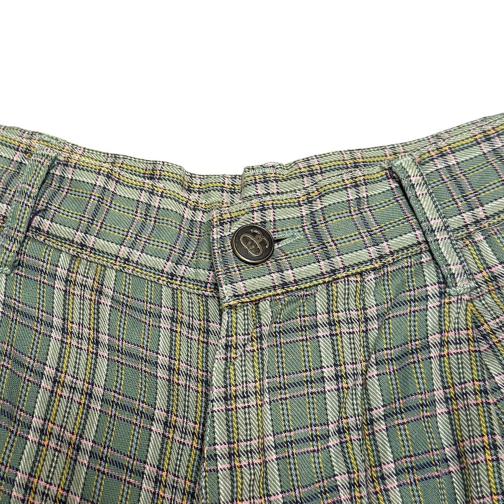 STUSSY オールド 半袖シャツ チェック柄 USA製 Mサイズ グリーン STUSSY オールド 半袖シャツ チェック柄 USA製 Mサイズ グリーン