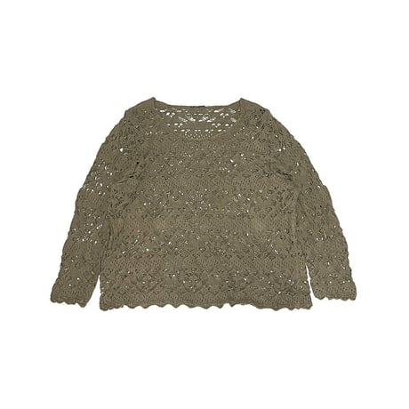 【USED】00's YU by ULLA POPKEN CROCHET KNIT L/S TOP