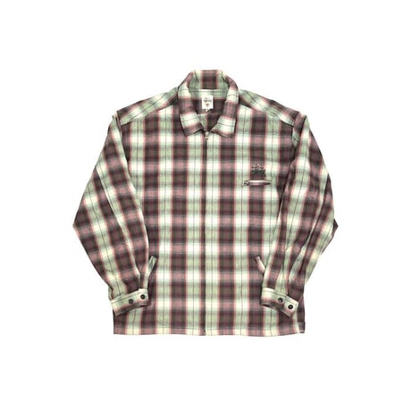 【USED】80'S-90'S OLD STUSSY OMBRER CHECK ZIP UP COTTON JACKET