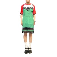 【USED】60's LINGERIE SLIP MINI DRESS GREEN × BLACK LACE