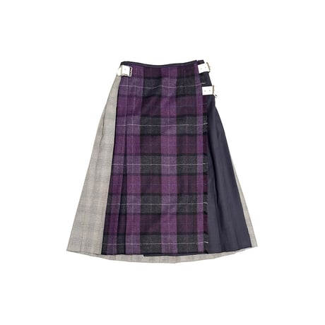 【USED】90's O'NEIL OF DUBLIN Asymmetric Patchwork Wool Wrap Skirt