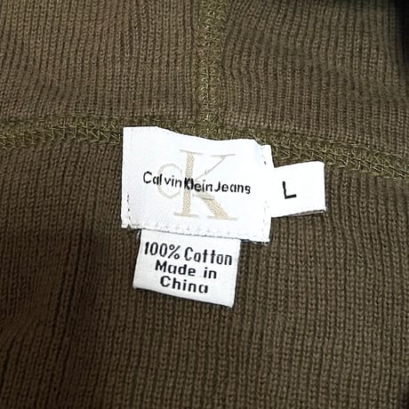【USED】90's CK Calvin Klein Jeans COTTON RIB KNIT ZIP-UP PARKA