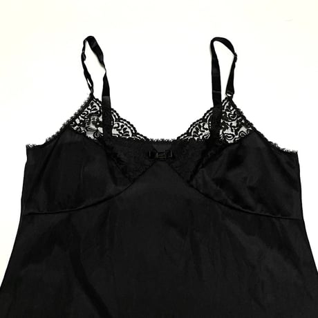 【USED】60's-70's LINGERIE SLIP MINI DRESS BLACK