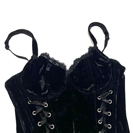 【USED】00's ENSORED VELVET CORSET BUSTIER