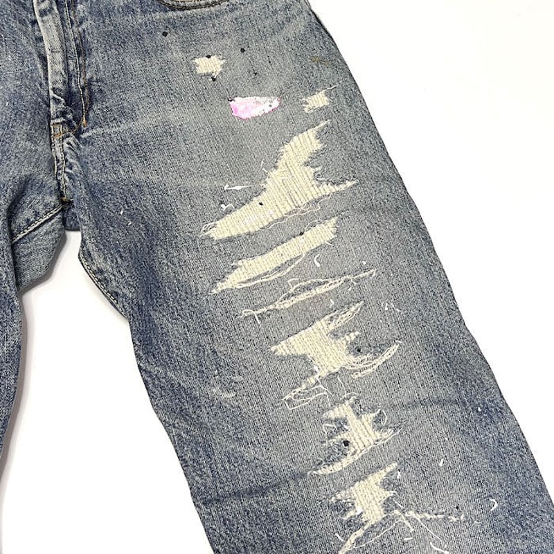 パンツ 00s archive crushed denim pants 2302 00*s Obelisk Archive Fringe Flare Jeans obelisk archive