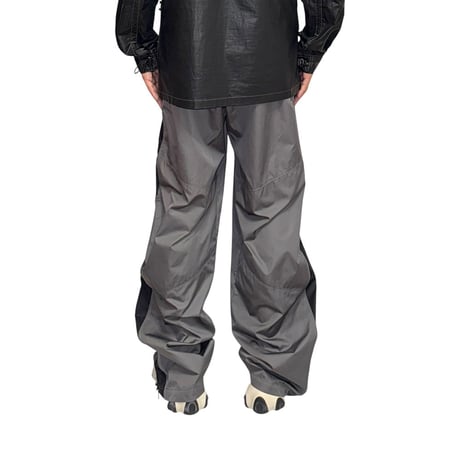 【USED】00's NIKE 2-TONE COLOR POLY TRAINING PANTS GRAY × BLACK