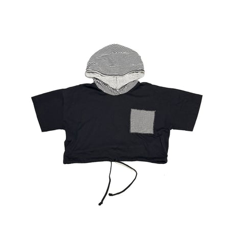 【USED】80's-90's JENNA LANE New York Striped Hood Crop Top