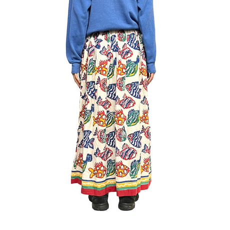 【USED】90'S Taraliya FISH PATTREN LONG SKIRT