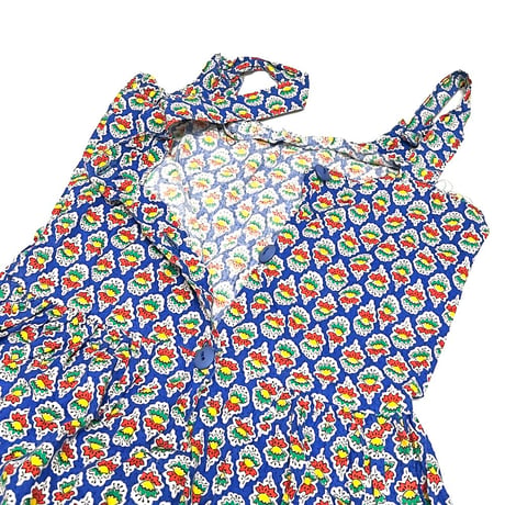 【USED】70's-80's ALLOVER PATTERN PINAFORE DRESS