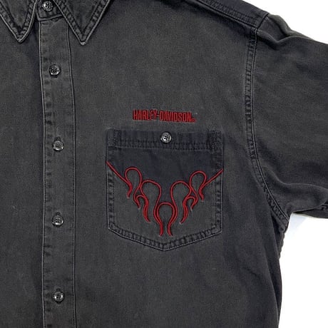 【USED】90'S-00'S HARLEY DAVIDSON BLACK FIRE SHIRT