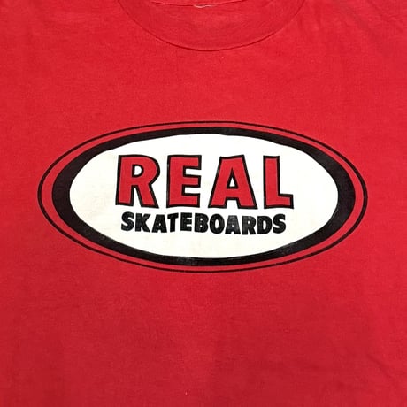 【USED】90's REAL SKATEBOARDS OVAL LOGO T-SHIRT RED