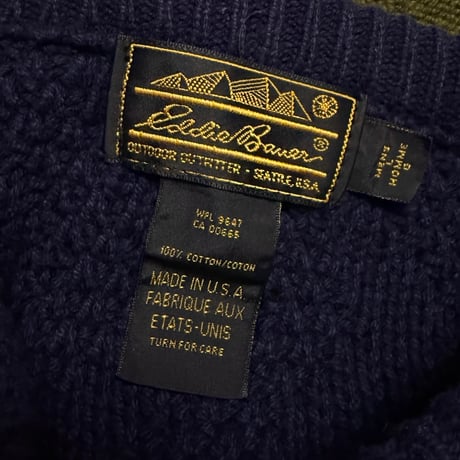 【USED】90's Eddie Bauer Oversized 3-Panel Textured Cotton Knit Sweater