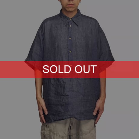 【USED】80's-90's GIORGIO ARMANI Le Collezioni Linen Half-Placket Pullover Shirt