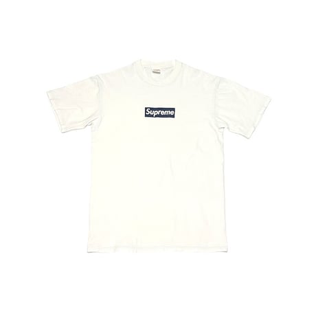 【USED】00's SUPREME NAVY ON WHITE BOX LOGO T-SHIRT