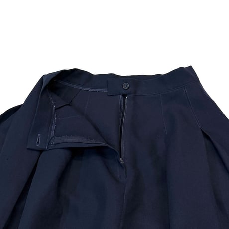 【USED】70's NAVY BOX PLEAT MIDI SKIRT - TALON ZIP