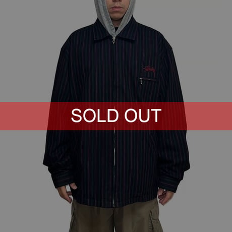 【USED】80's OLD STUSSY STRIPE OVERSIZED DRIZZLER JACKET
