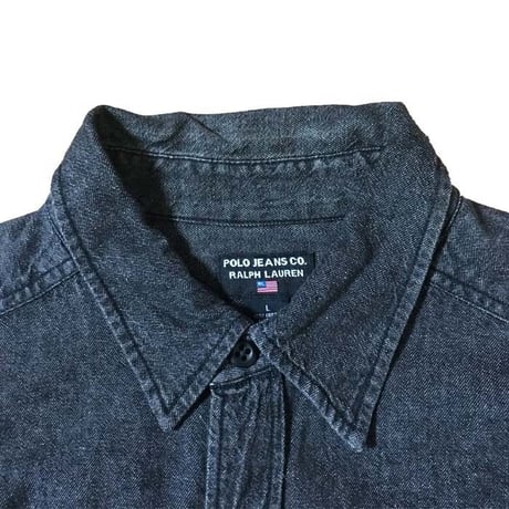 【USED】POLO JEANS OVERSIZED DENIM SHIRT BLACK