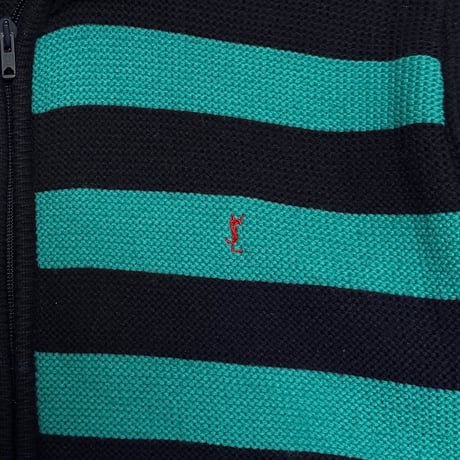 【USED】80's Yves Saint Laurent “Diffusion Hommes” Striped Zip Knit Jacket Made in Spain