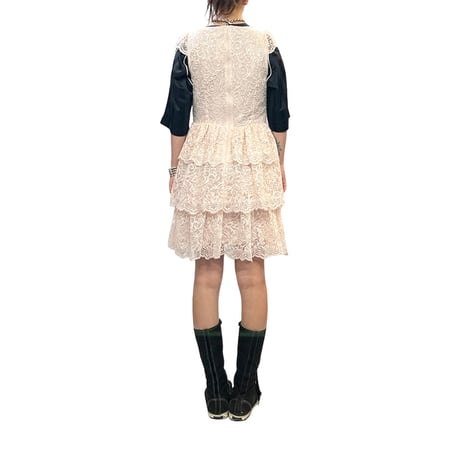 【USED】00's NAF NAF TRIPLE RUFFED LACE DRESS