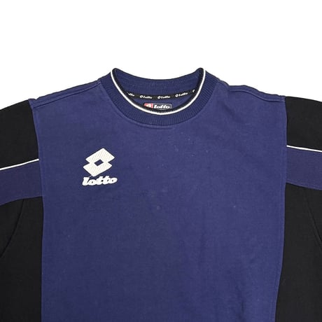 【USED】00's Lotto Panel Crew Sweatshirt Navy × Black
