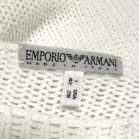 【USED】90's EMPORIO ARMANI Knit Top with Contrast Cotton Cap Sleeves