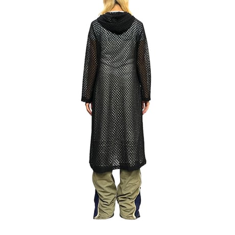 【USED】90'S espressa MESH HOODED LONG COAT