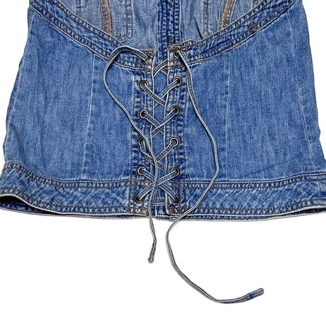 【USED】90's-00's FADED GLORY DENIM HALTER TOP