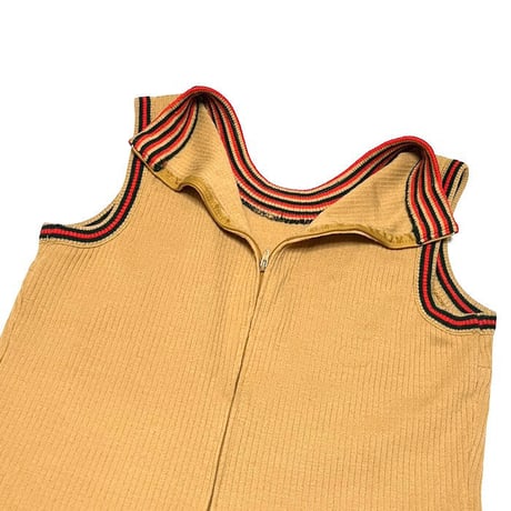 【USED】80'S-90'S PREPPY RIB KNIT VEST BROWN BEIGE