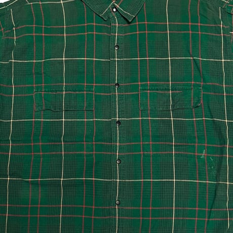 【USED】80's-90's Eddie Bauer SNAP BUTTON SHIRT GREEN CHECK